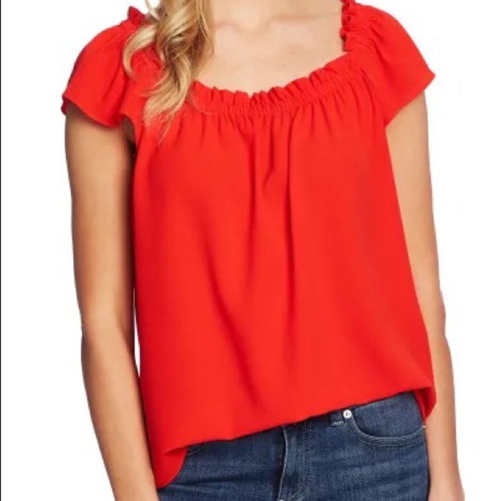 CeCe Square Neck Blouse Ruffled